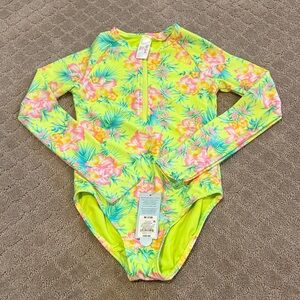 Cat & Jack Yellow Floral Kids Rashguard